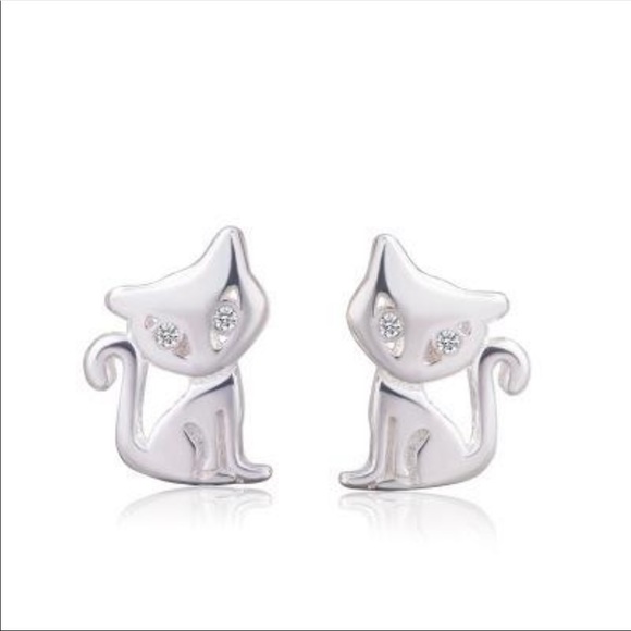 Pretty Kitty 925 silver crystal earrings NWT - Picture 4 of 4